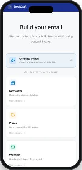 EmailCraft on mobile